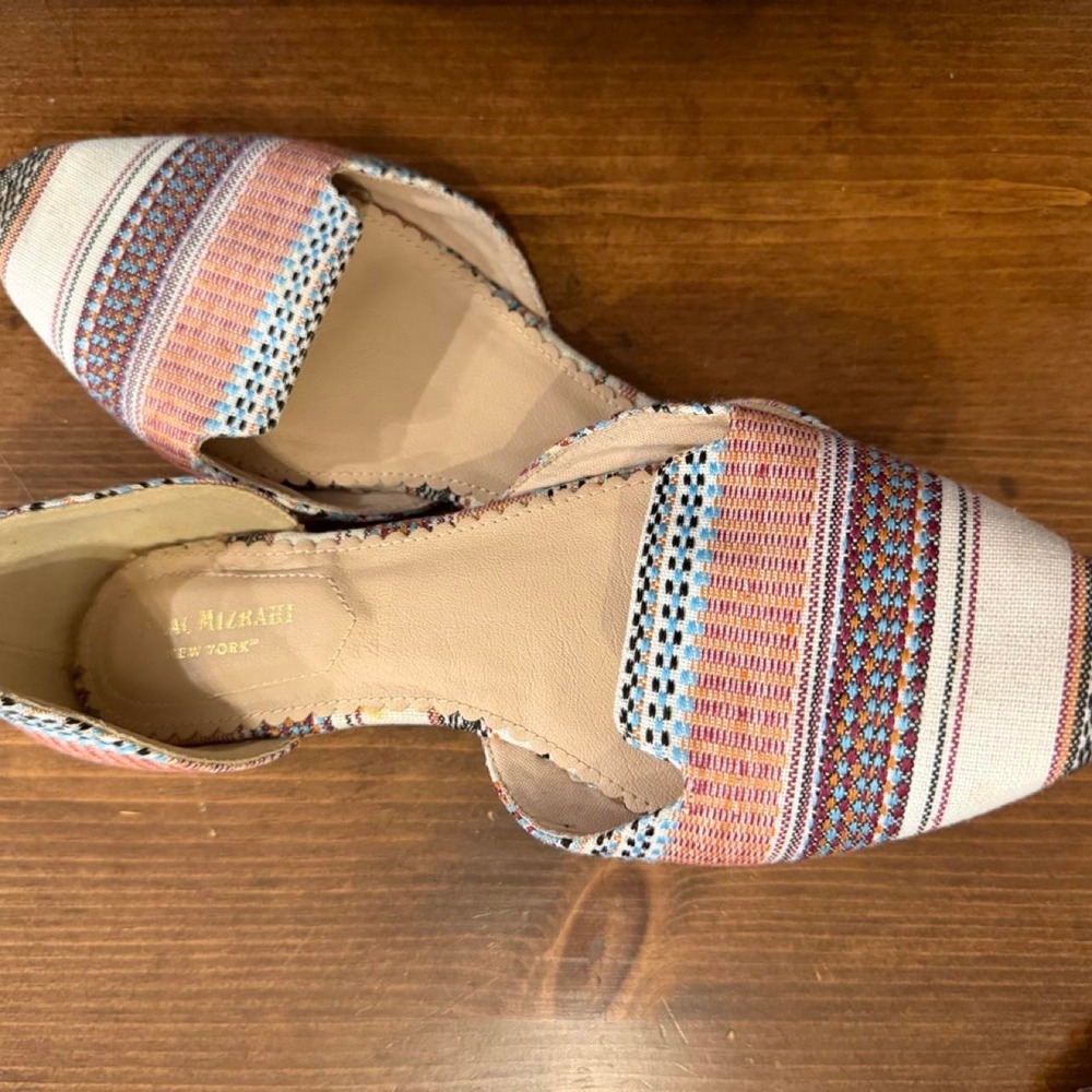 Isaac Mizrahi New York Women 8 Multi Geometric Striped D'Orsay Pointed Flat